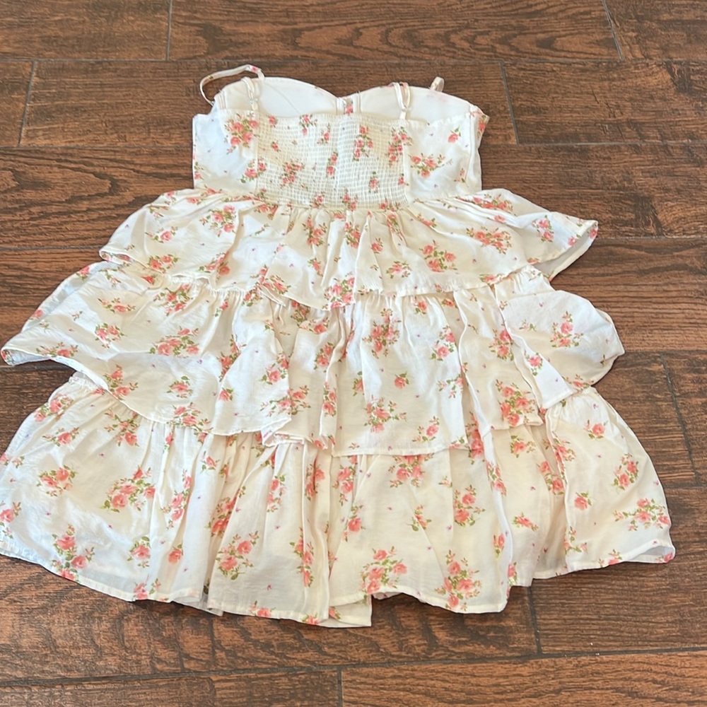 Blu Pepper Cream Floral Tiered Corset Style Mini Dress NWT - Picture 8 of 12